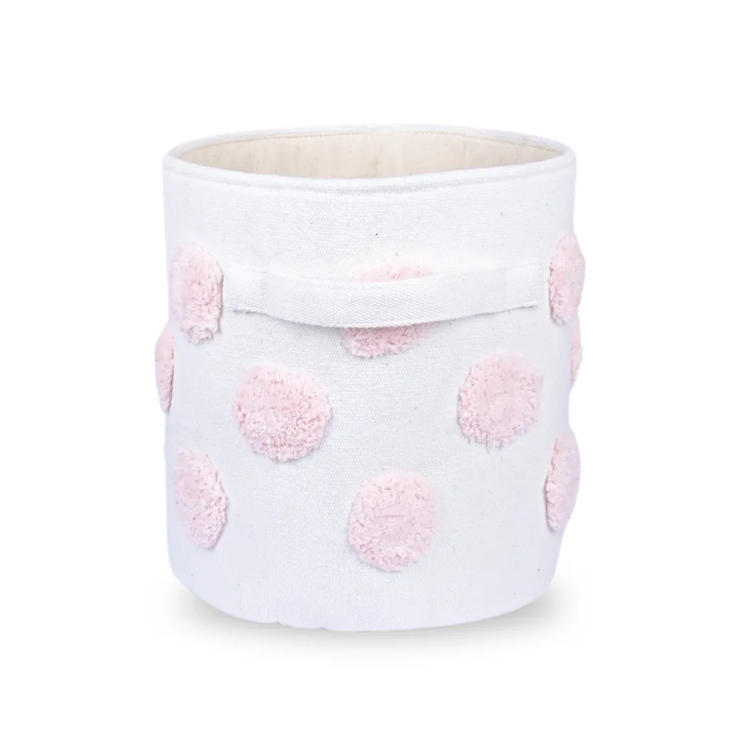 PomPom Small Round Pink Toy Storage Basket