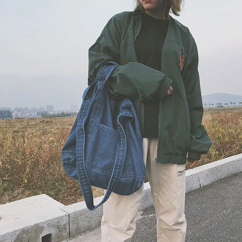 Practical Denim Tote Shoulder Bag