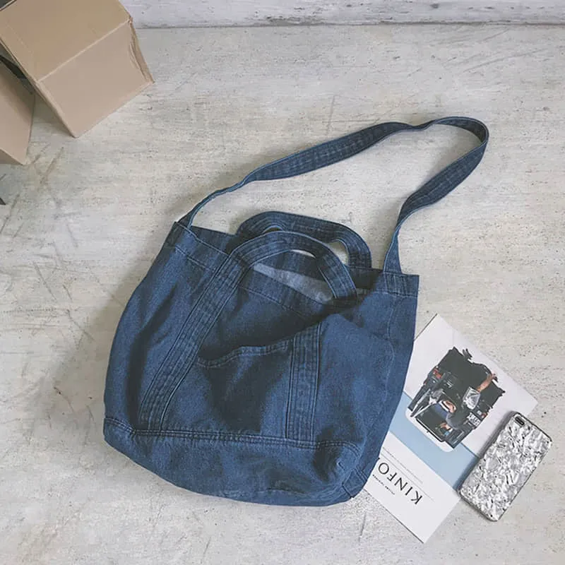 Practical Denim Tote Shoulder Bag