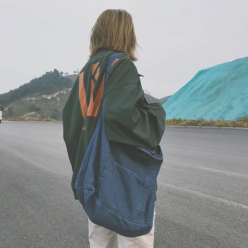 Practical Denim Tote Shoulder Bag