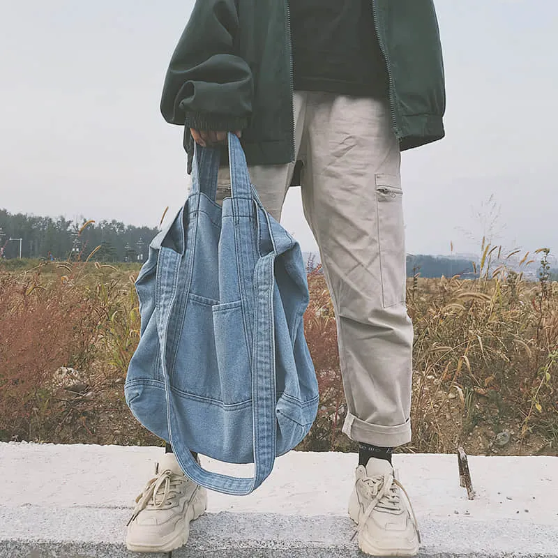 Practical Denim Tote Shoulder Bag
