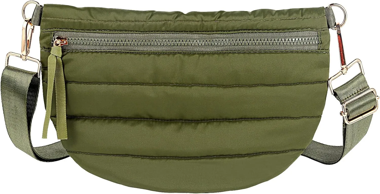 Quilted Crossbody Bags for Women Puffer Fanny Pack Sling Bag Puffy Chest Belt Bum Waist Bag Crossbody Purse Bags Quilted Shoulder Bag for Women Gift