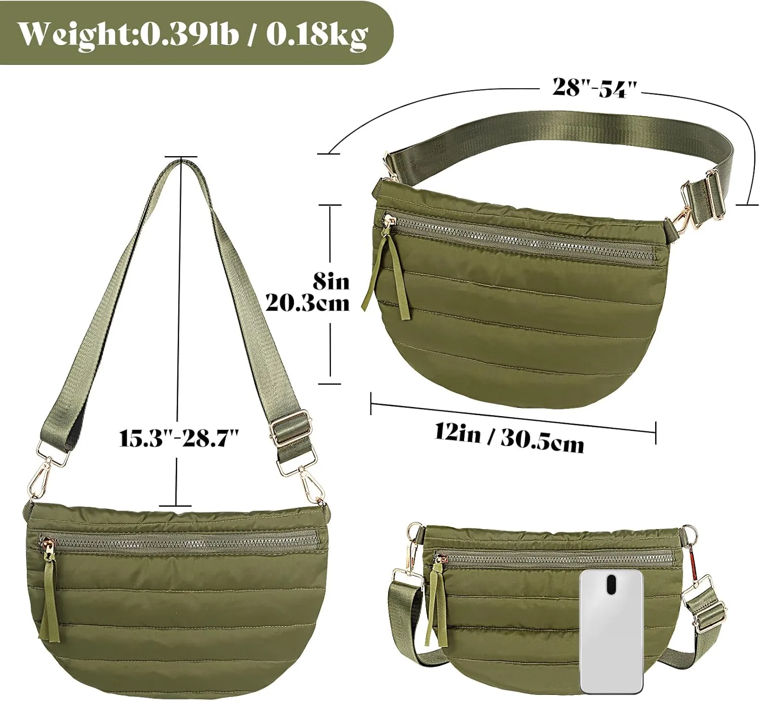 Quilted Crossbody Bags for Women Puffer Fanny Pack Sling Bag Puffy Chest Belt Bum Waist Bag Crossbody Purse Bags Quilted Shoulder Bag for Women Gift