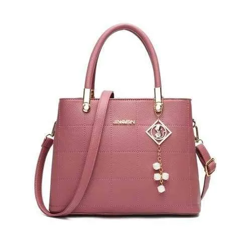 Quilted Metallic Daily Shopping Handbag - Bean Red