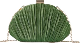 QWINEE Women's Shell Shaped Clutch Purse Ruched Mini Crossbody Bag Elegant Evening Handbag with Chain Strap