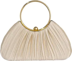QWINEE Women's Shell Shaped Clutch Purse Ruched Mini Crossbody Bag Elegant Evening Handbag with Chain Strap