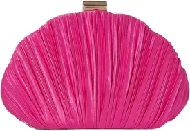 QWINEE Women's Shell Shaped Clutch Purse Ruched Mini Crossbody Bag Elegant Evening Handbag with Chain Strap