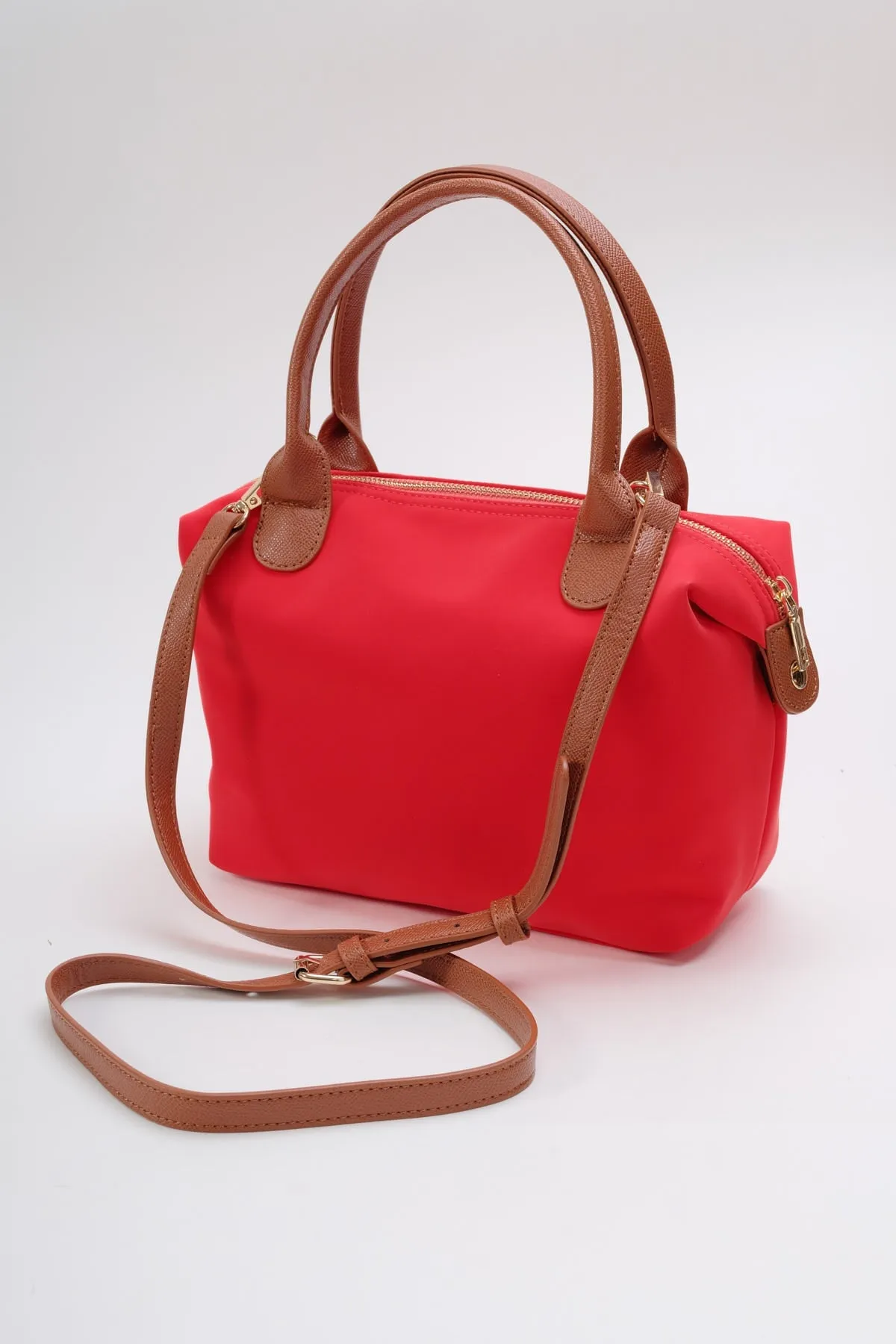 Red Nylon Mini Tote Bag