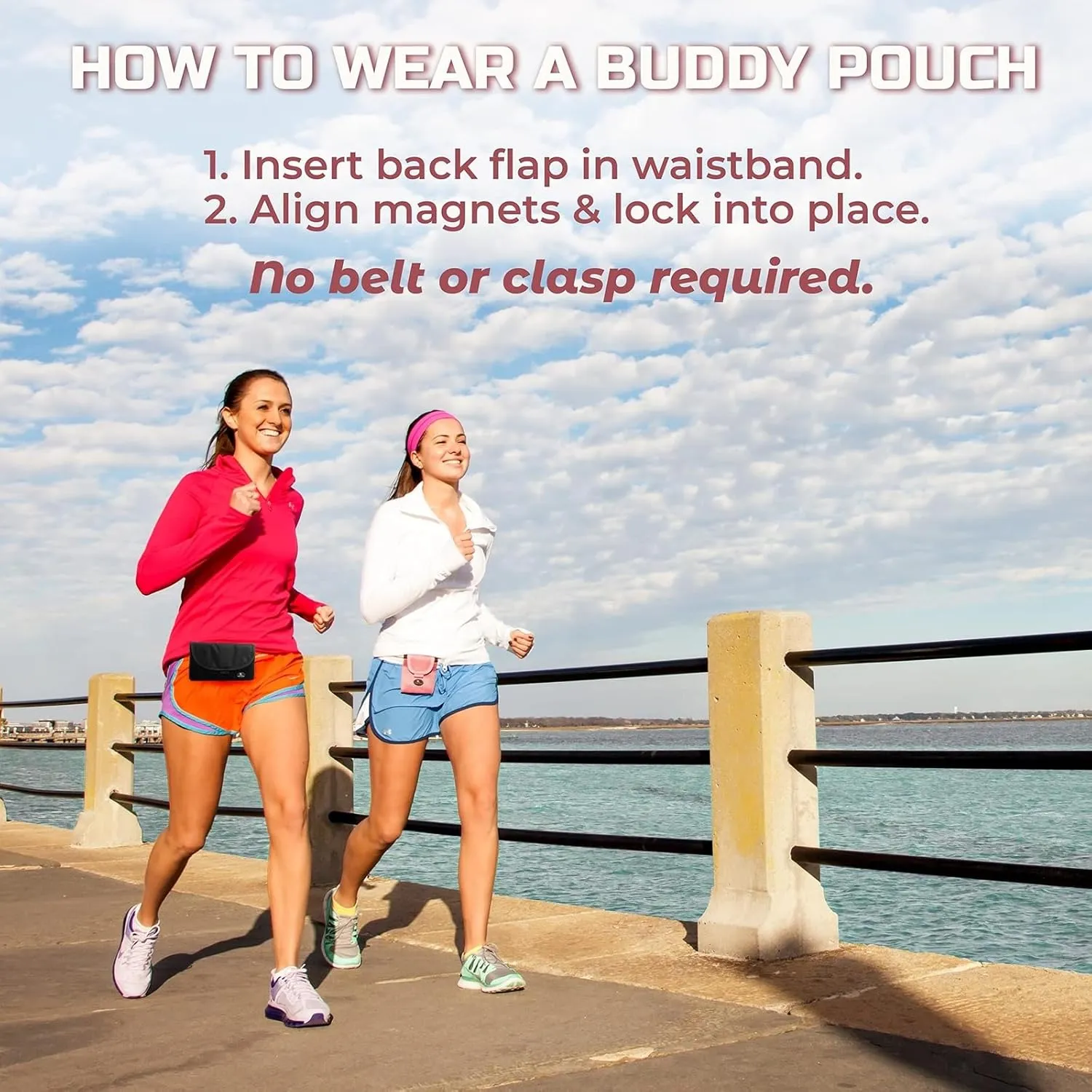 Running Buddy Magnetic Buddy Pouch - Mini | Beltless, Chafe & Bounce Free | Water-Resistant & Magnetic Closure | For Running, Walking, Traveling & More | For Men & Women | 3-3/4 Long x 4 Wide | Blue