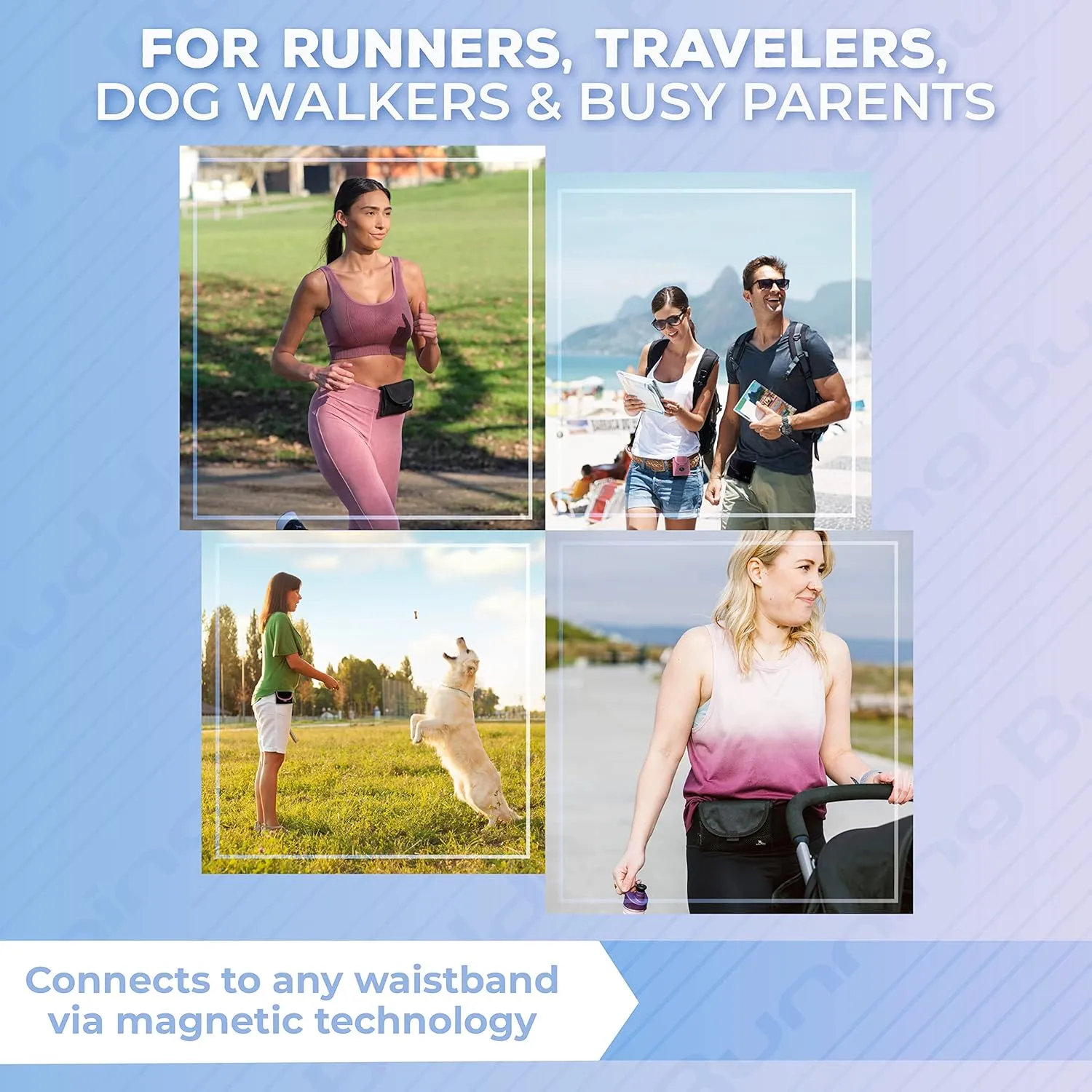Running Buddy Unisex Running Fanny Pack - Men & Women | Walking, Traveling Waist Pack | Beltess, Chafe & Bounce Free | Water-Resistant & Magnetic Closure | L, XL, XXL | Black or Black & Pink