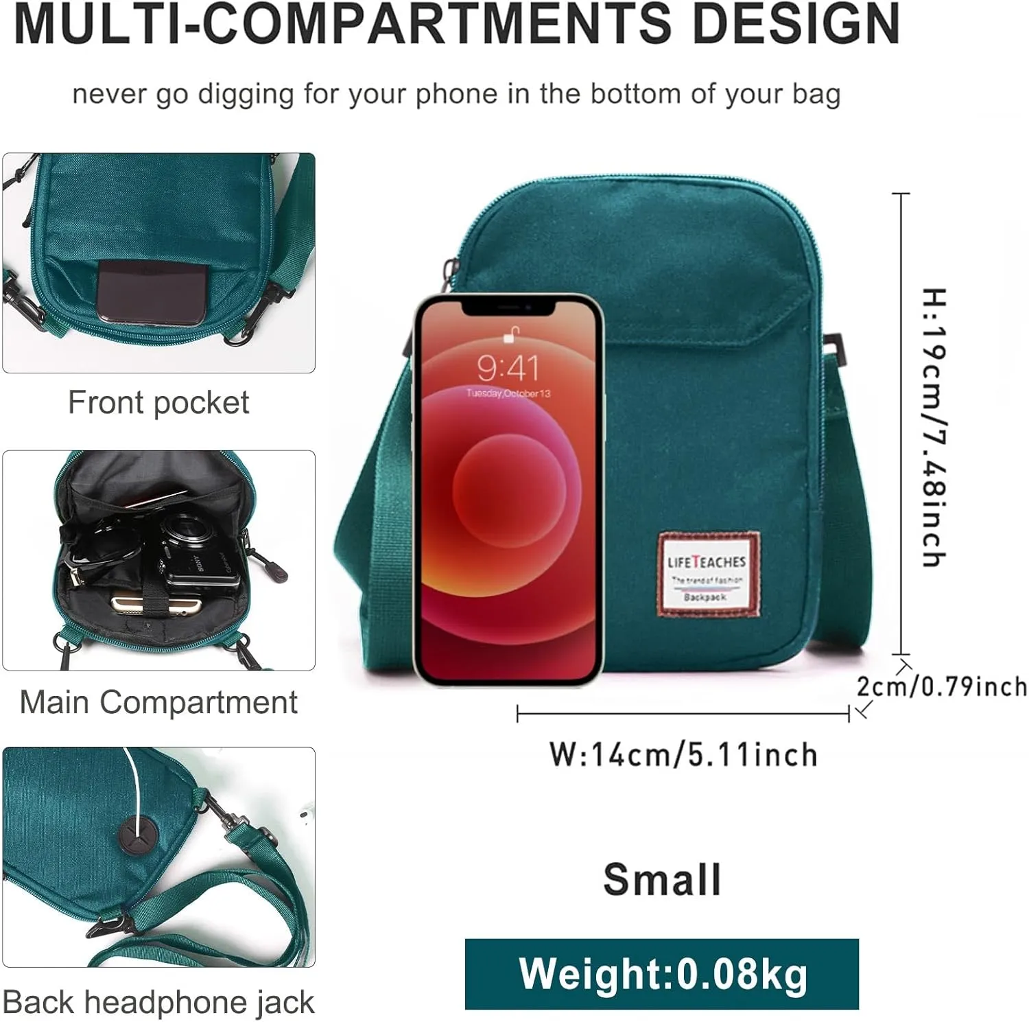 SEAFEW Mini Crossbody Bag Shoulder Bag for Men, Small Messenger Satchel Bag for Women