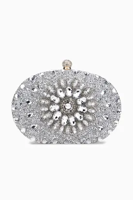Silver Embellished Clutch Bag