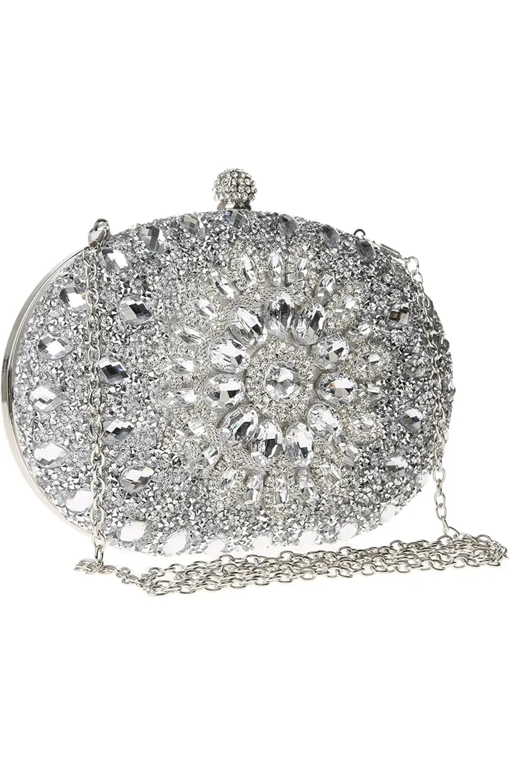 Silver Embellished Clutch Bag