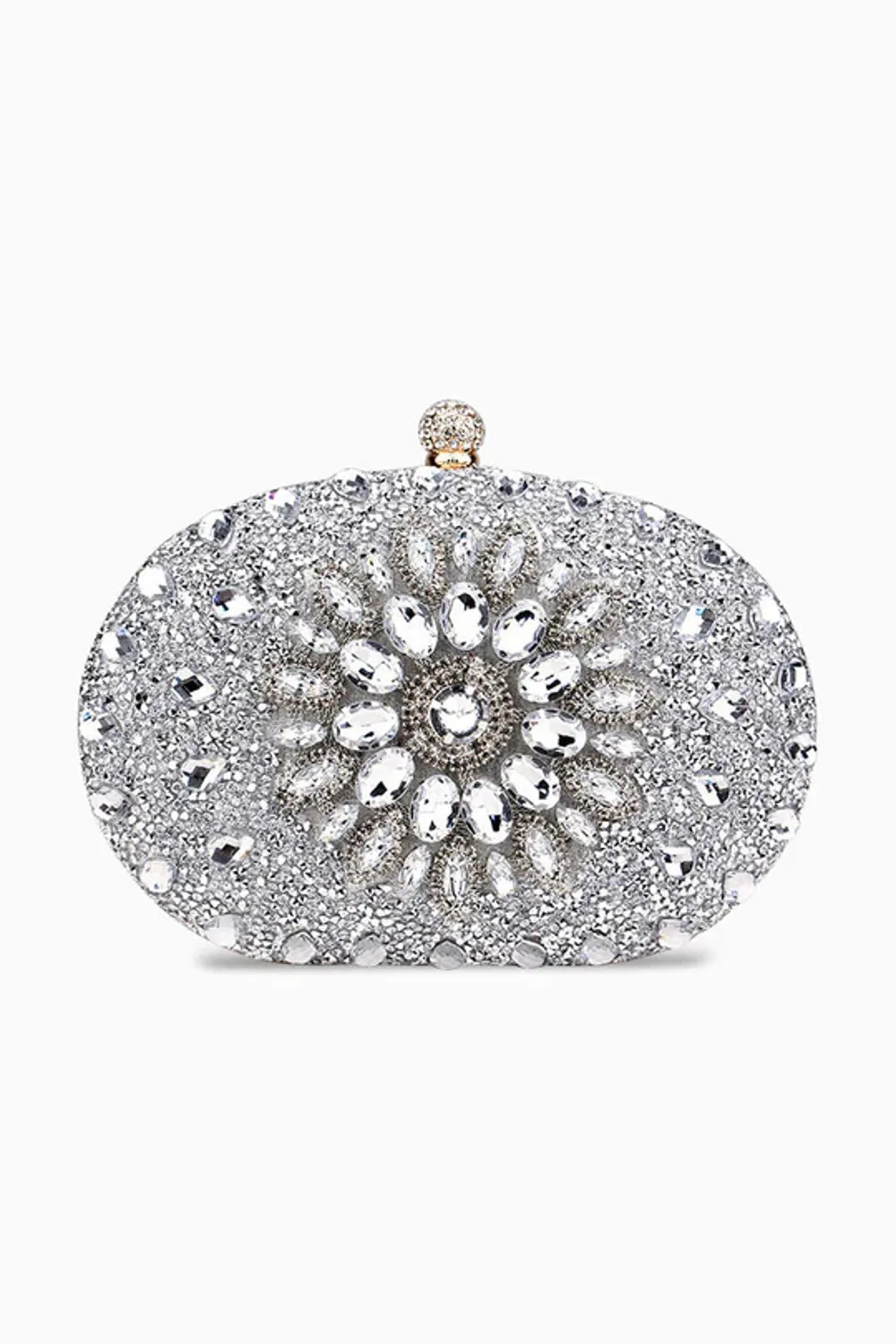 Silver Embellished Clutch Bag