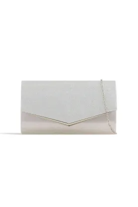 Silver Glitter Envelope Clutch Bag