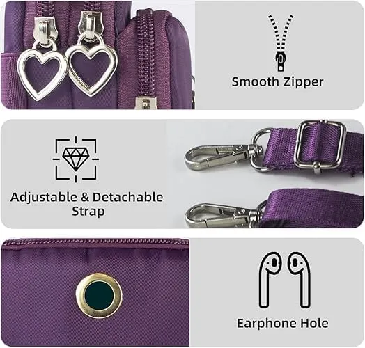 Small Crossbody Bag for Women, Durable Nylon Large Capacity Shoulder Bag with Built-In Headphone Port