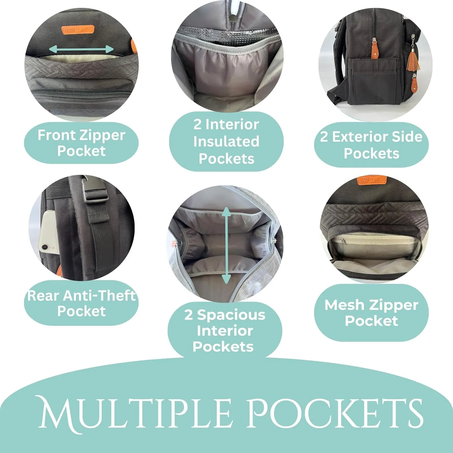 Small Diaper Bag Backpack, Compact Diaper Bag, Lightweight Quilted, Insulated Pockets, Changing Pad, Stroller Straps (Classic, Black)