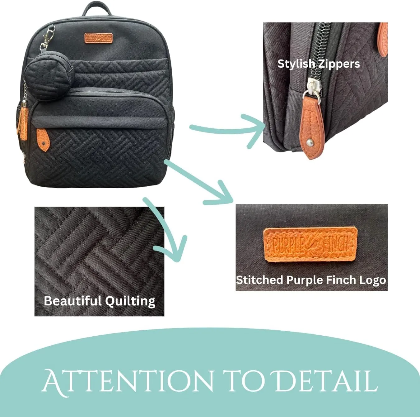 Small Diaper Bag Backpack, Compact Diaper Bag, Lightweight Quilted, Insulated Pockets, Changing Pad, Stroller Straps (Classic, Black)