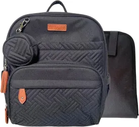 Small Diaper Bag Backpack, Compact Diaper Bag, Lightweight Quilted, Insulated Pockets, Changing Pad, Stroller Straps (Classic, Black)