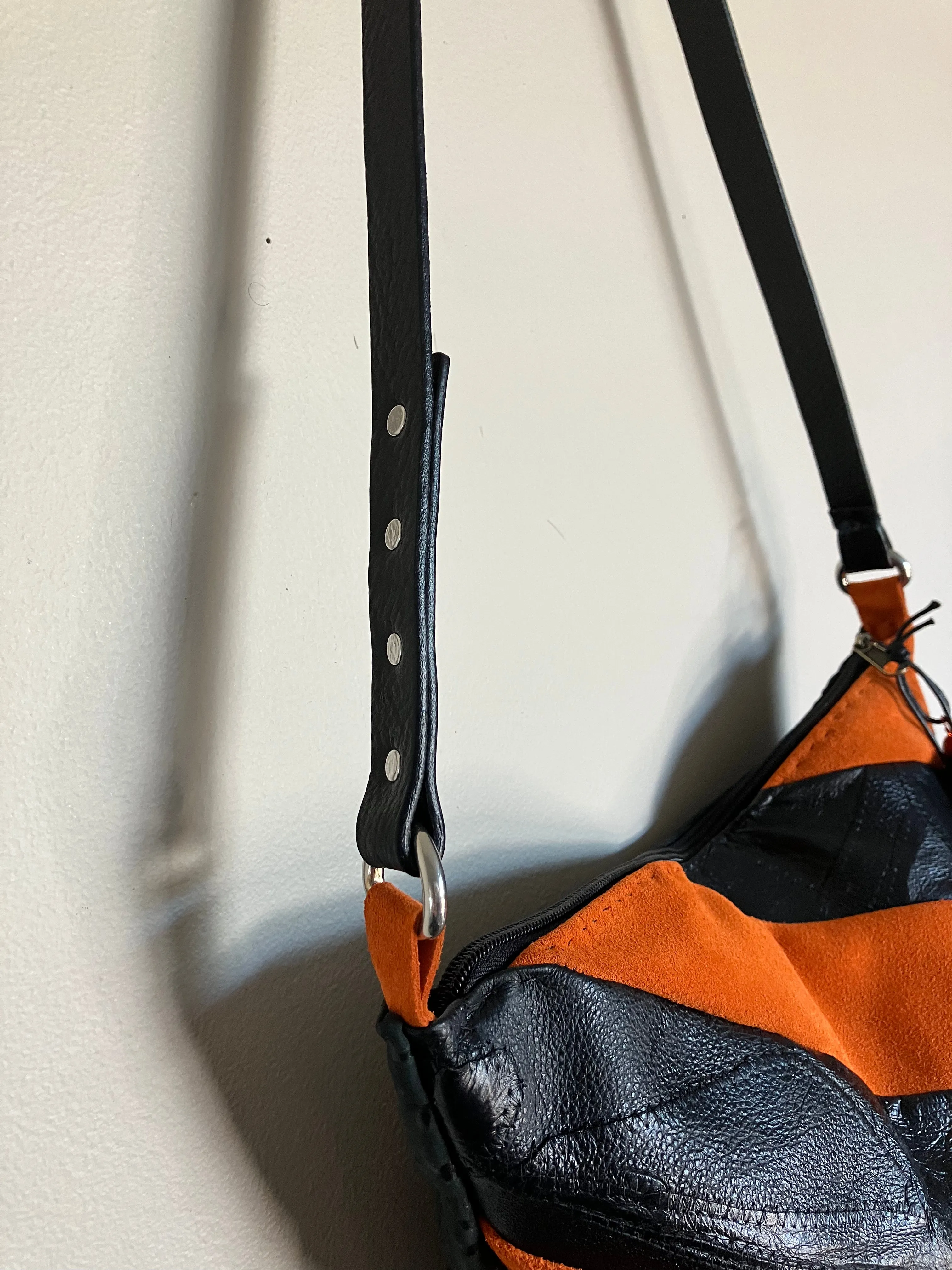 Stiped Shoulder bag in Orange and Black