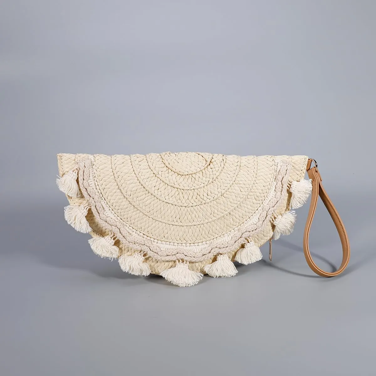 Straw Beach Bag Boho Tassels Y2K Crochet Tote Handbag for Women Summer Fashion Large Straw Tote Bag with Tassels