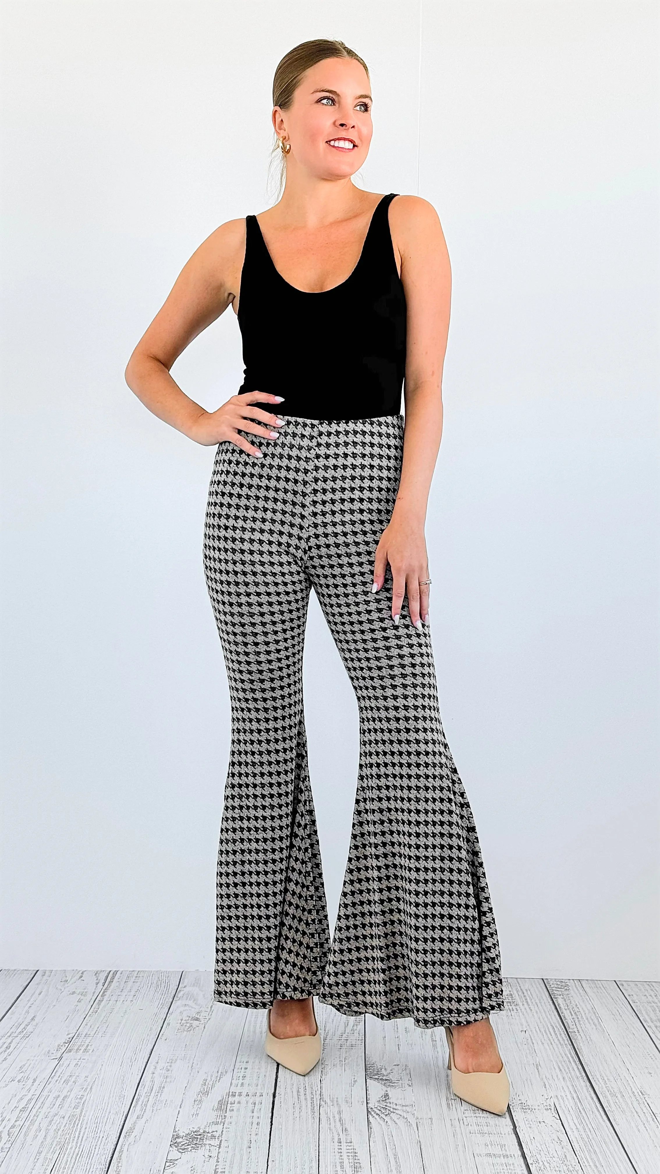 Timeless Chic Houndstooth Flare Pants