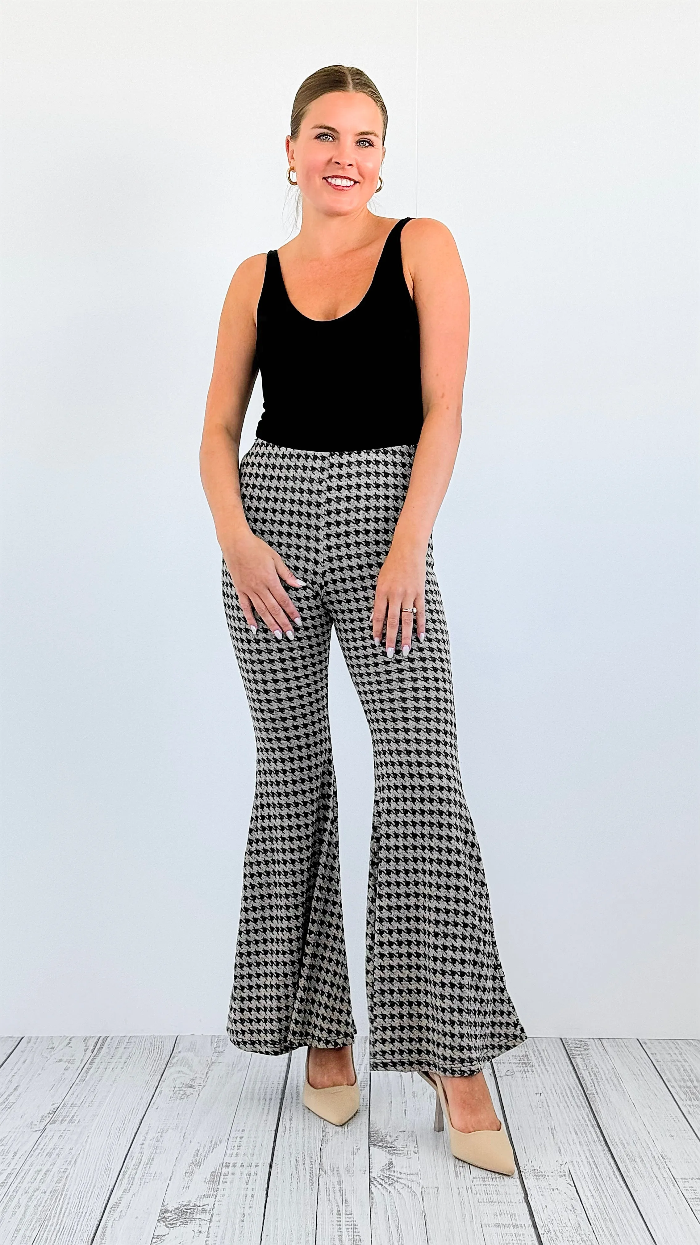Timeless Chic Houndstooth Flare Pants