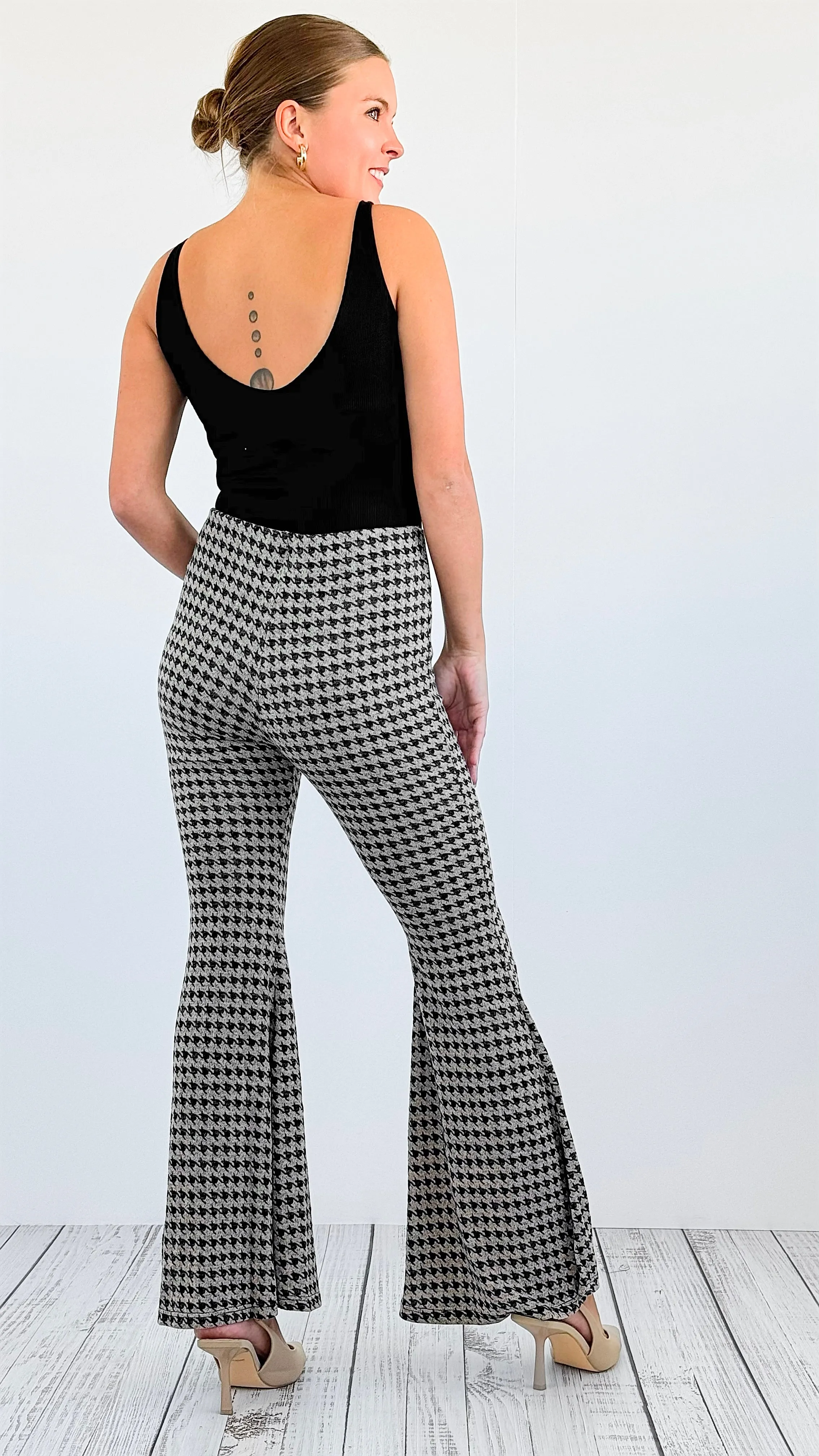 Timeless Chic Houndstooth Flare Pants