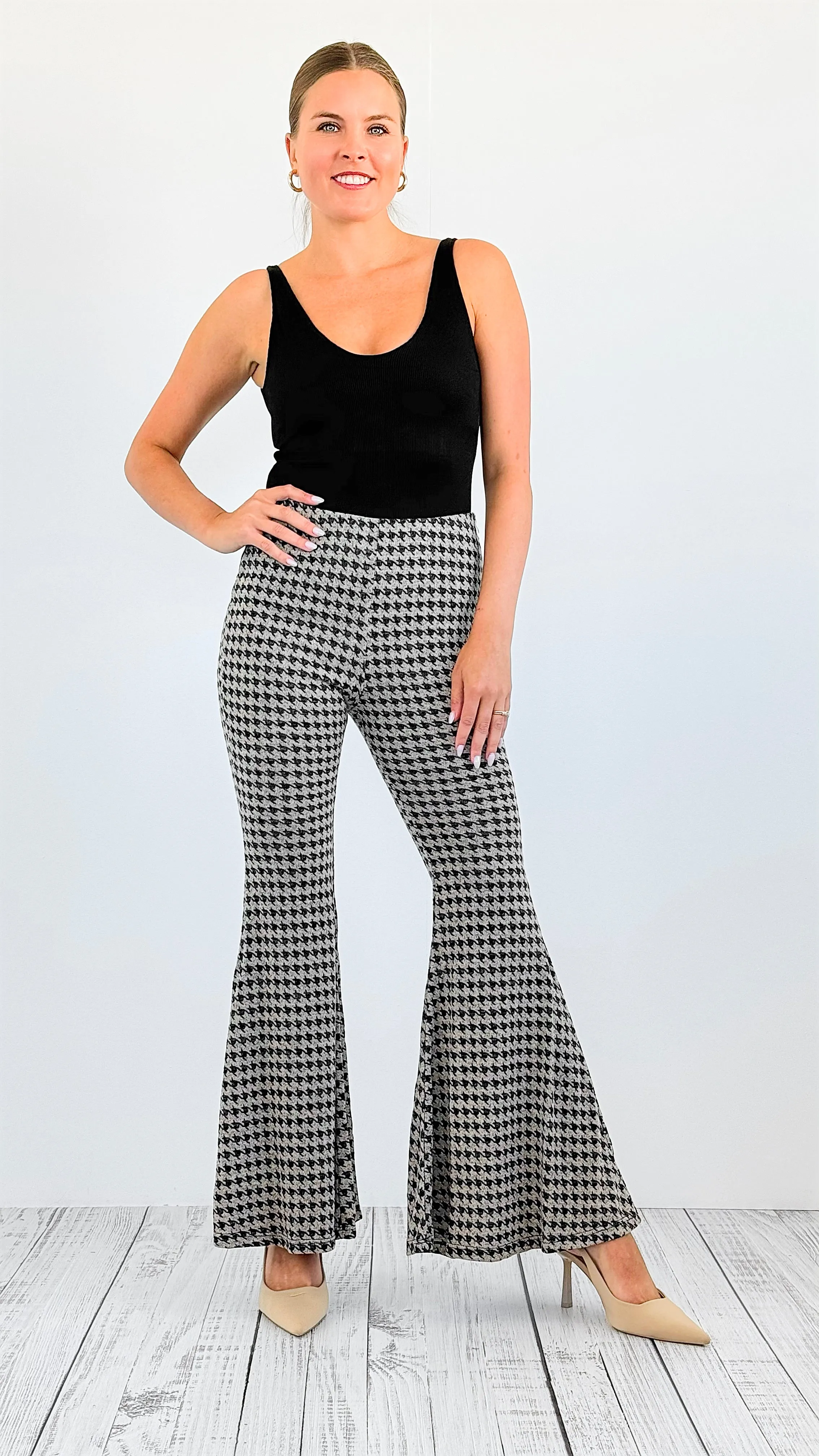 Timeless Chic Houndstooth Flare Pants