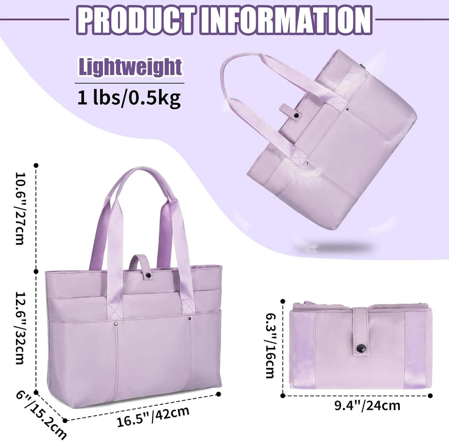 TORIBIO Tote Bag for Women, Foldable Large Tote Bag Shoulder Bag Handbag Utility Tote for Travel, Work