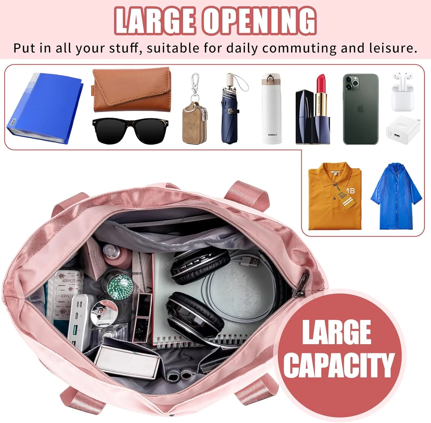 TORIBIO Tote Bag for Women, Foldable Large Tote Bag Shoulder Bag Handbag Utility Tote for Travel, Work