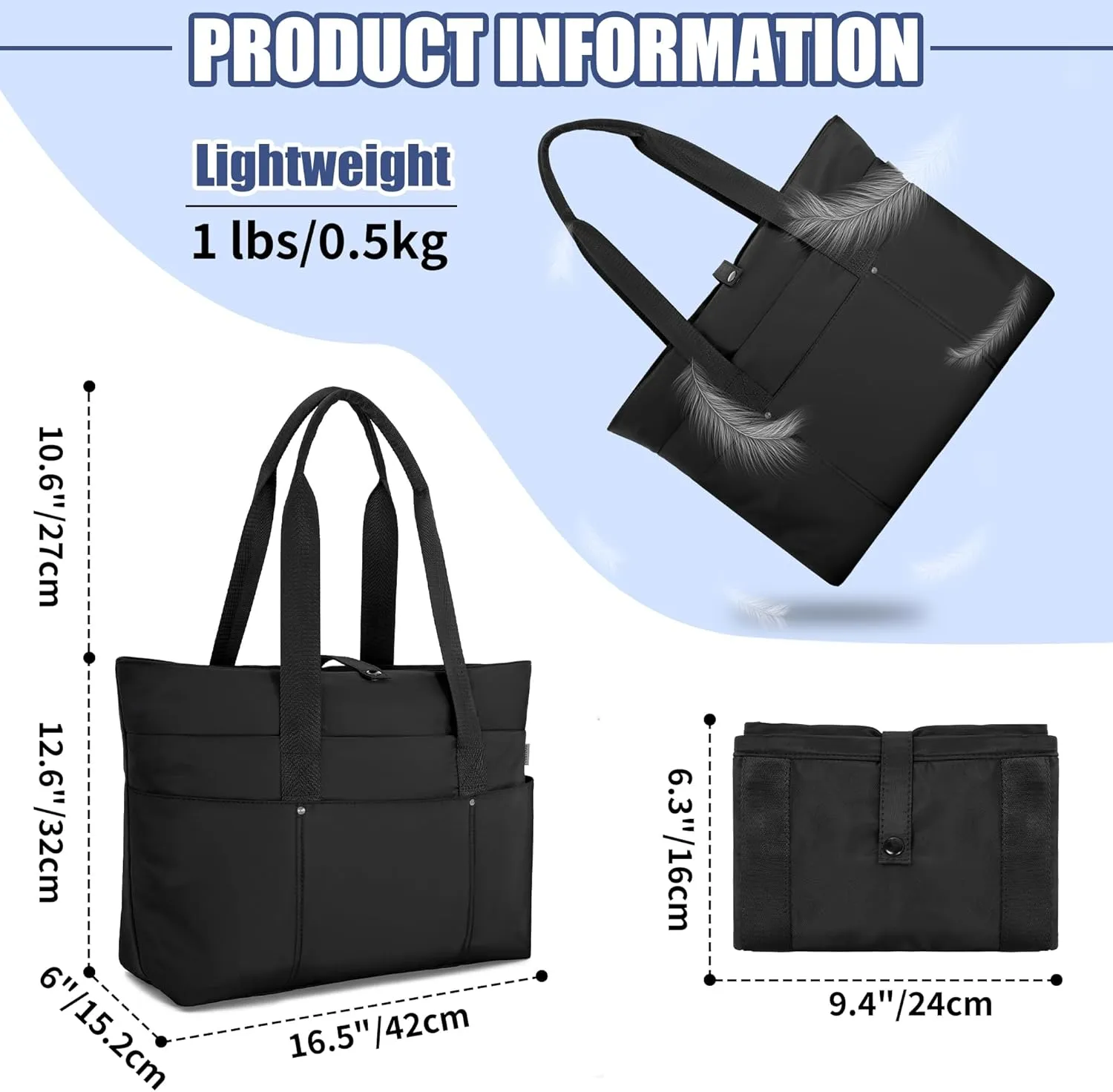 TORIBIO Tote Bag for Women, Foldable Large Tote Bag Shoulder Bag Handbag Utility Tote for Travel, Work