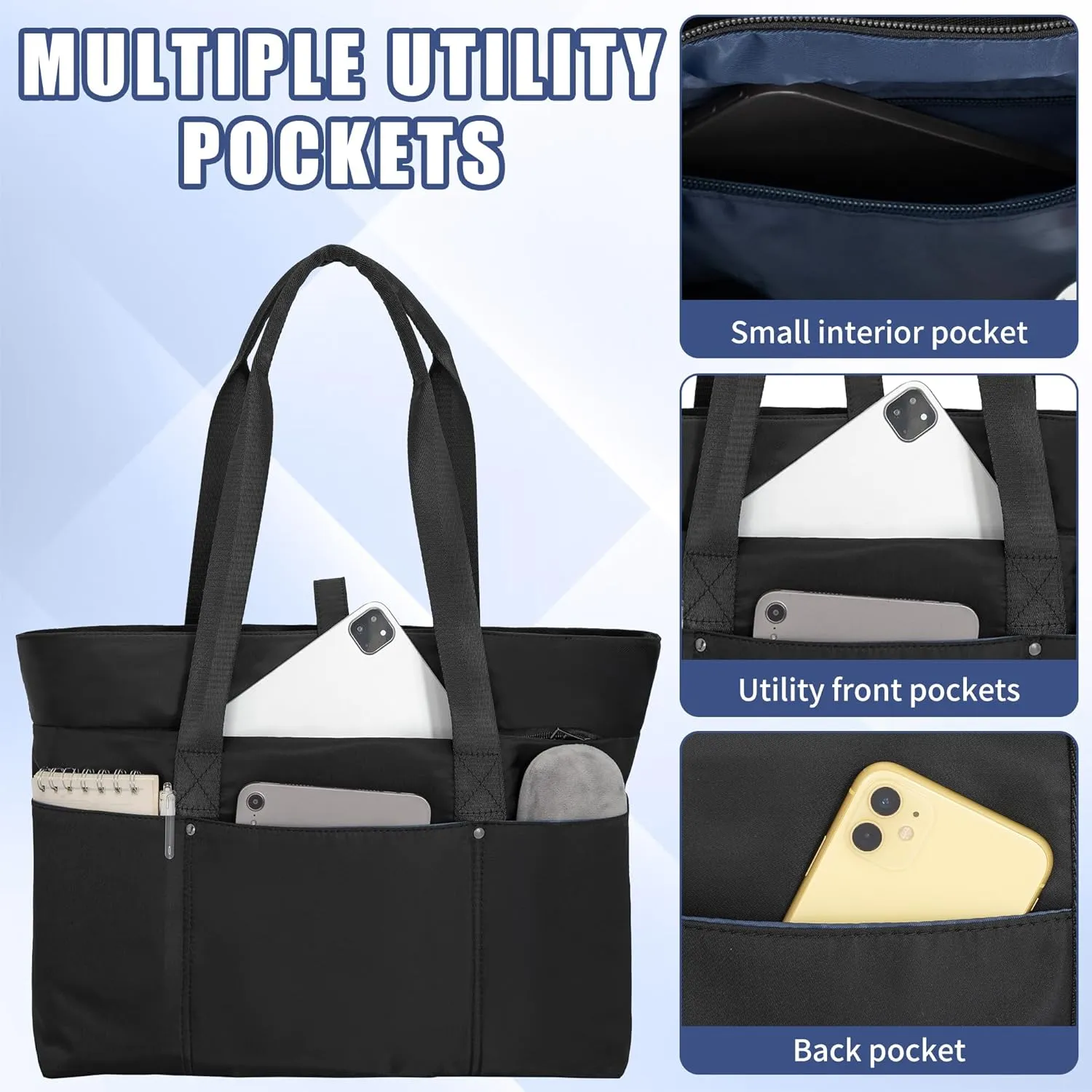 TORIBIO Tote Bag for Women, Foldable Large Tote Bag Shoulder Bag Handbag Utility Tote for Travel, Work