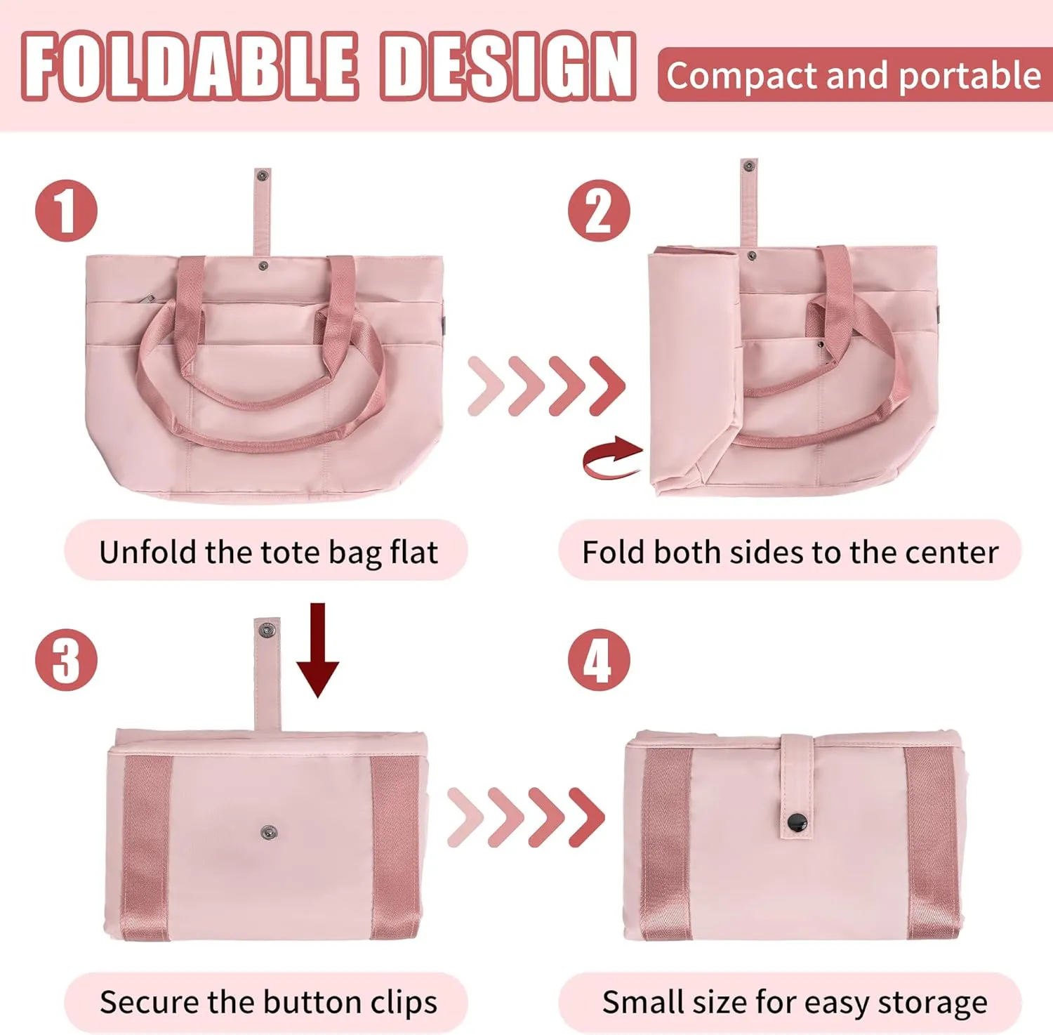 TORIBIO Tote Bag for Women, Foldable Large Tote Bag Shoulder Bag Handbag Utility Tote for Travel, Work