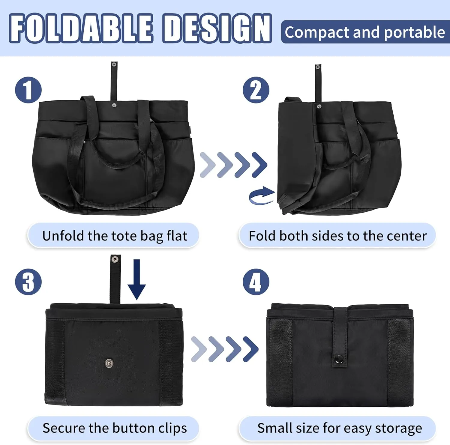 TORIBIO Tote Bag for Women, Foldable Large Tote Bag Shoulder Bag Handbag Utility Tote for Travel, Work