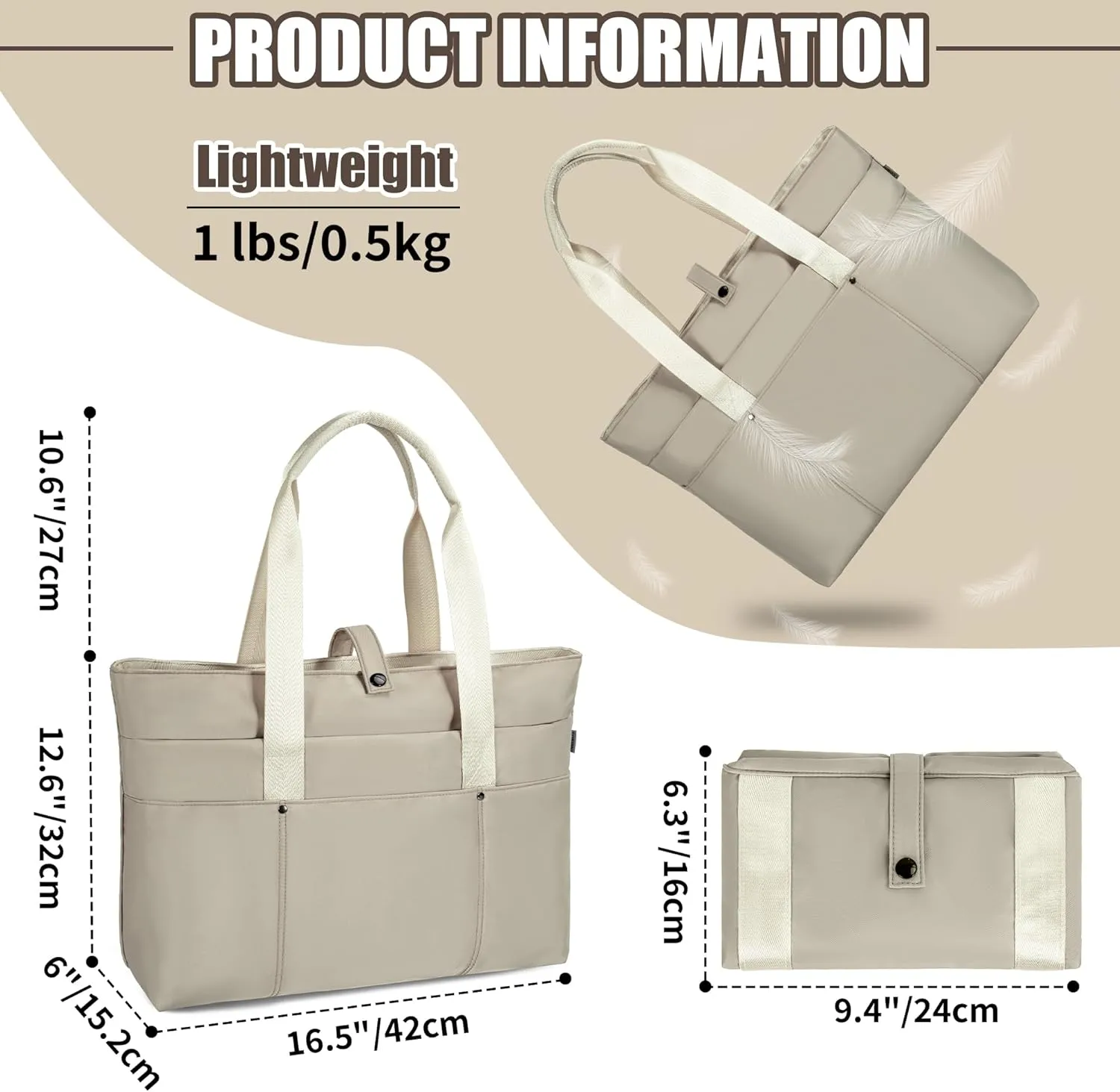 TORIBIO Tote Bag for Women, Foldable Large Tote Bag Shoulder Bag Handbag Utility Tote for Travel, Work