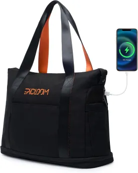 Tote Bag for Men, Travel Duffel Bag for Women with 15.6" Laptop Compartment for Work, Overnight Weekend Bag with USB