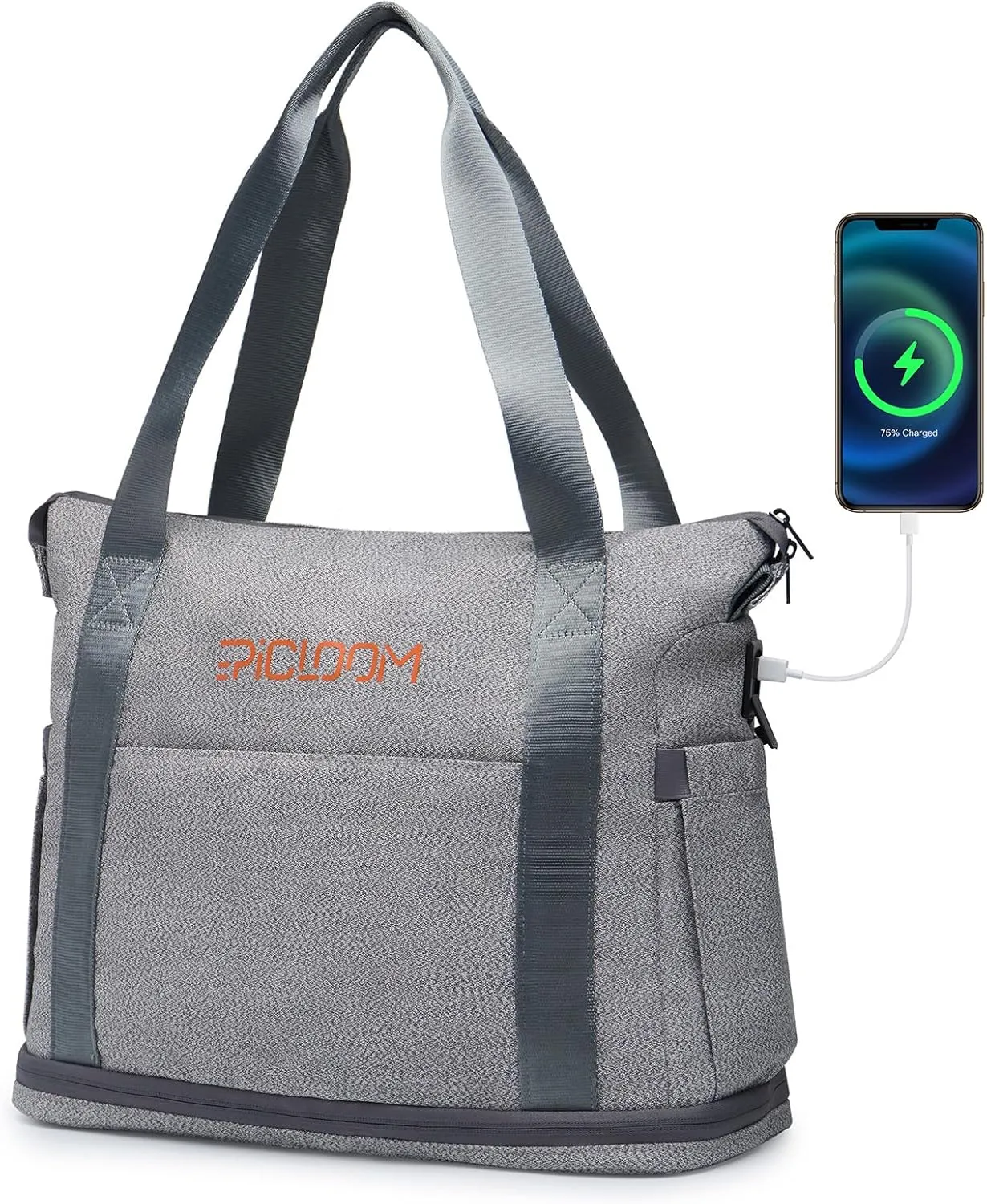 Tote Bag for Men, Travel Duffel Bag for Women with 15.6" Laptop Compartment for Work, Overnight Weekend Bag with USB