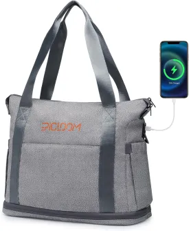 Tote Bag for Men, Travel Duffel Bag for Women with 15.6" Laptop Compartment for Work, Overnight Weekend Bag with USB