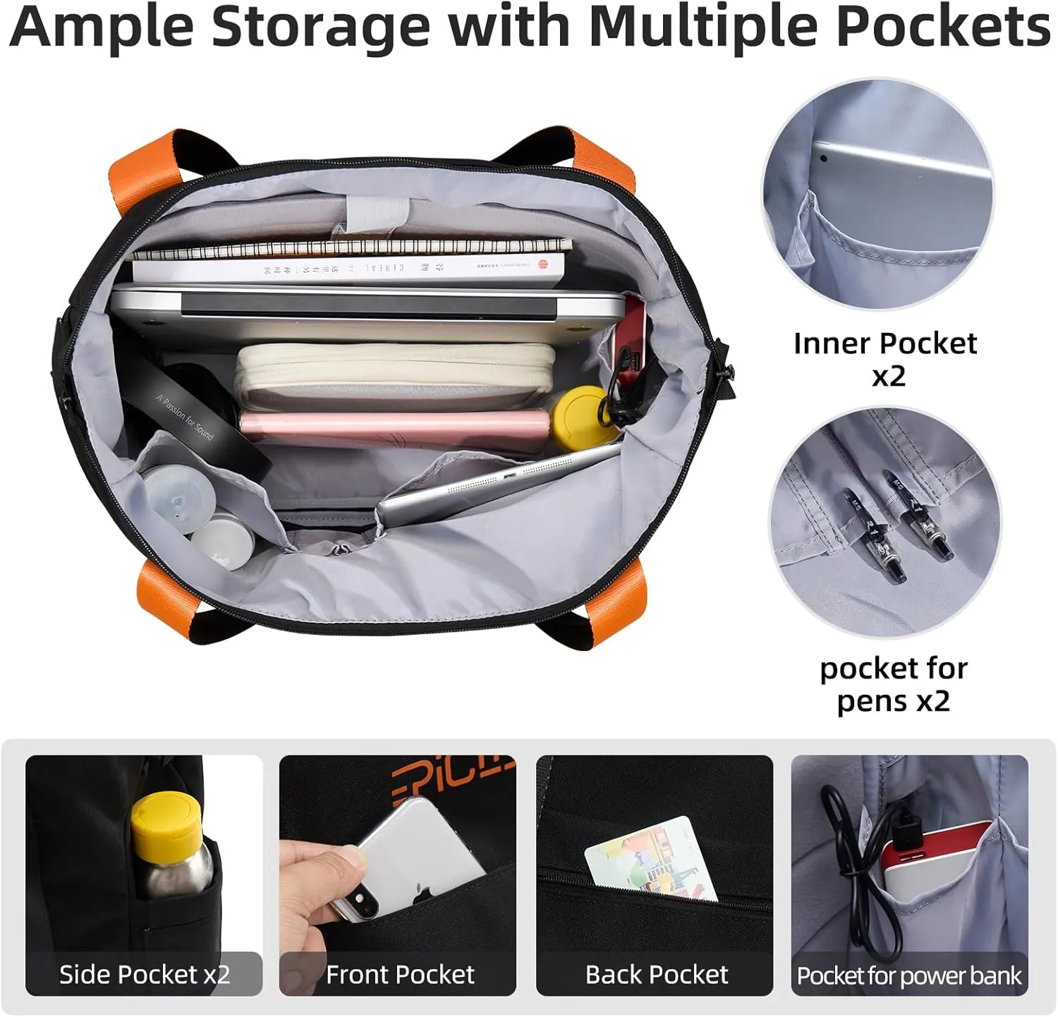 Tote Bag for Men, Travel Duffel Bag for Women with 15.6" Laptop Compartment for Work, Overnight Weekend Bag with USB