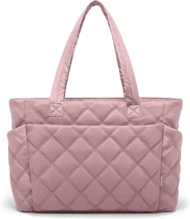 Tote Bag for Women, Lightweight Puffer Tote Work Bags with Compartments for Travel, Quilted Shoulder Bag with Zipper