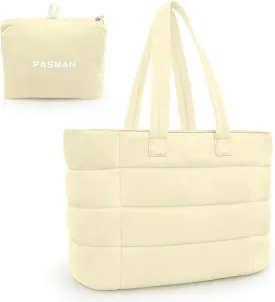 Tote Bag for Women, Lightweight Puffy Foldable Tote Bag With Zipper,Quilted Shoulder Bag for Travel,College,Work