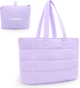 Tote Bag for Women, Lightweight Puffy Foldable Tote Bag With Zipper,Quilted Shoulder Bag for Travel,College,Work