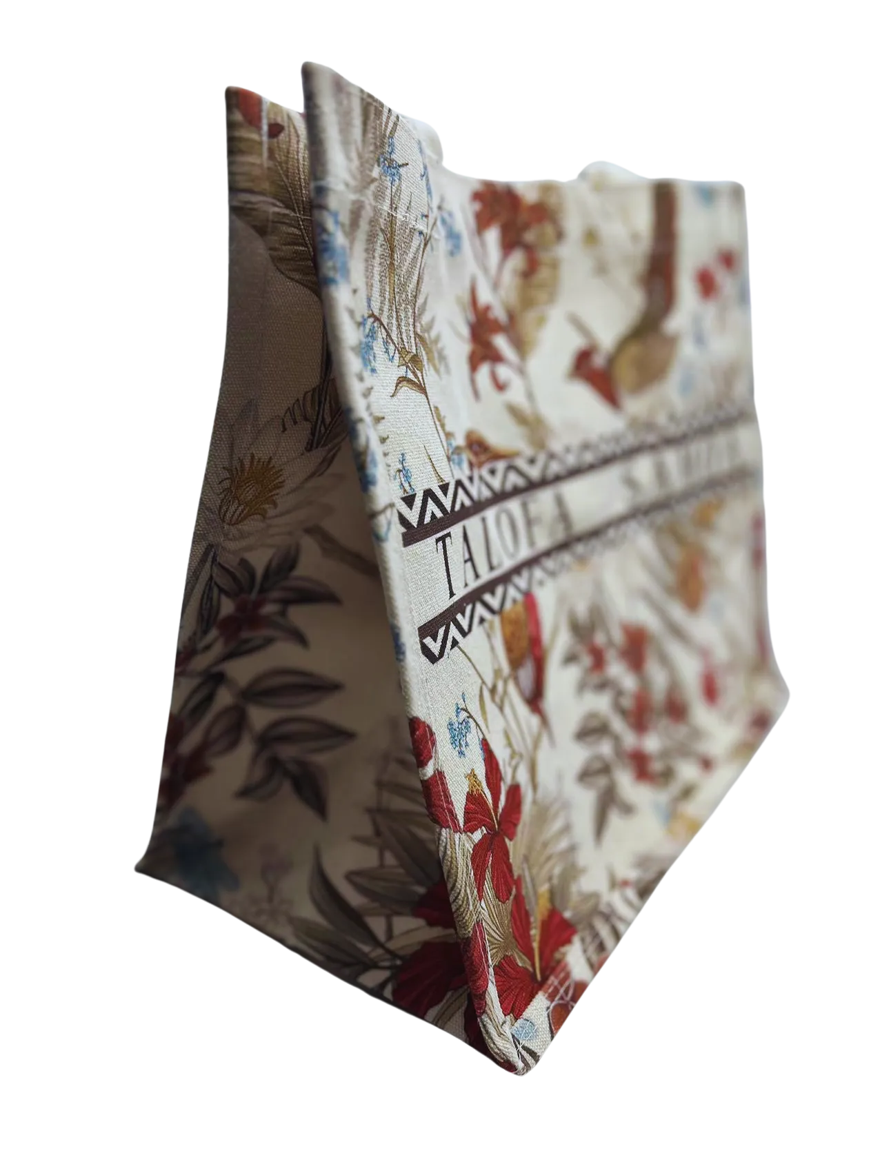 Tote Handbag Floral Design with TALOFA SAMOA - Cream
