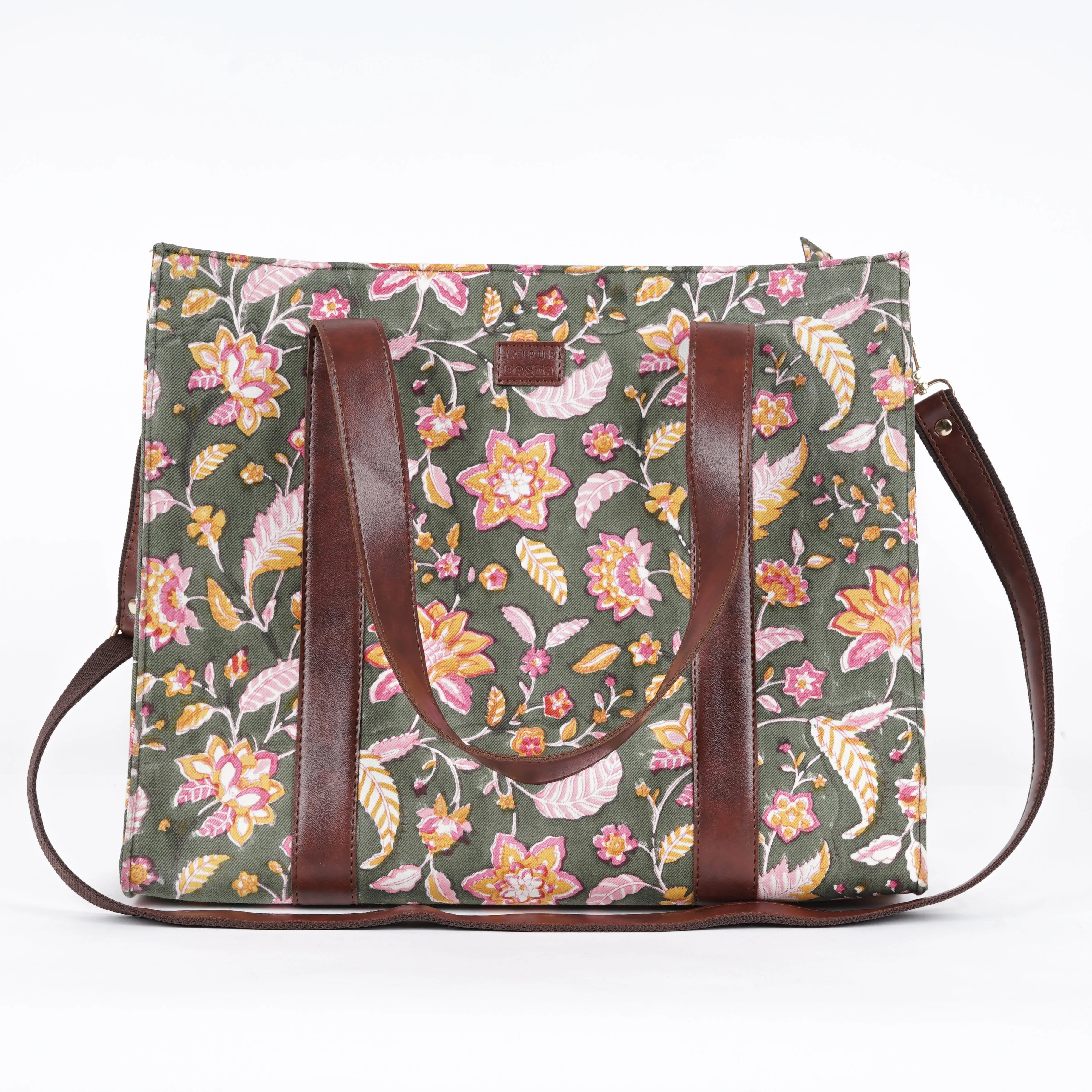Tropical Green Structured Tote Bag