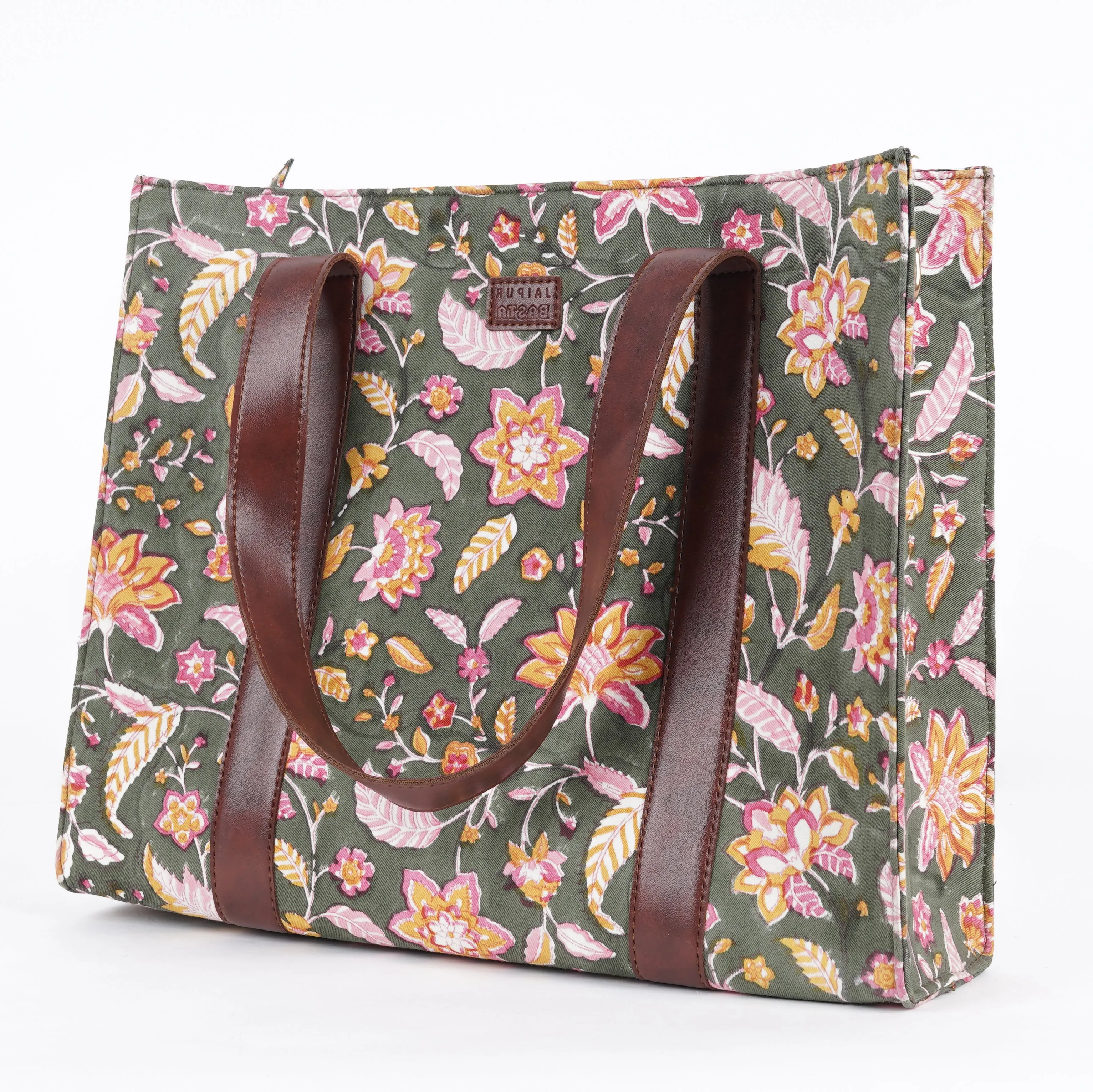 Tropical Green Structured Tote Bag
