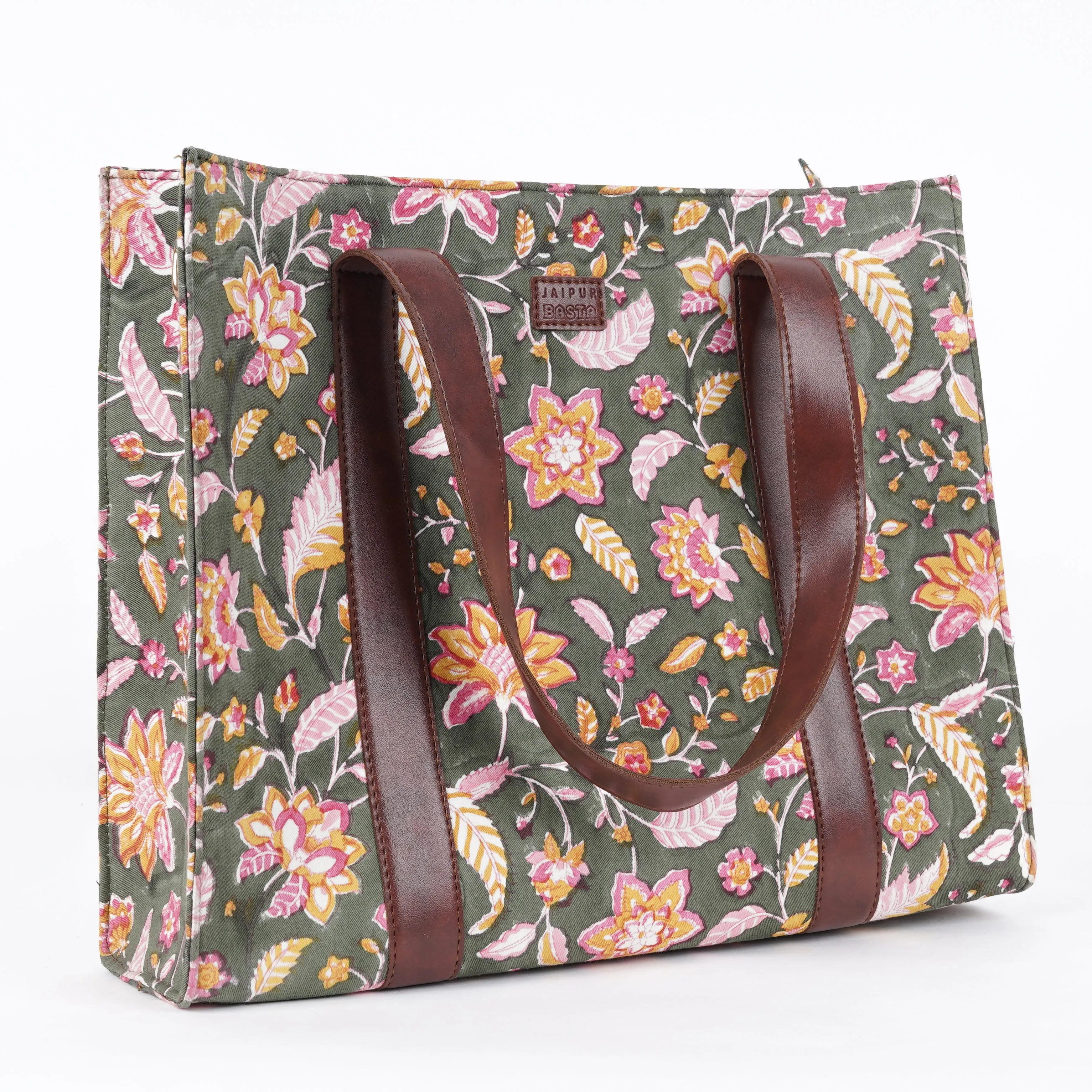 Tropical Green Structured Tote Bag