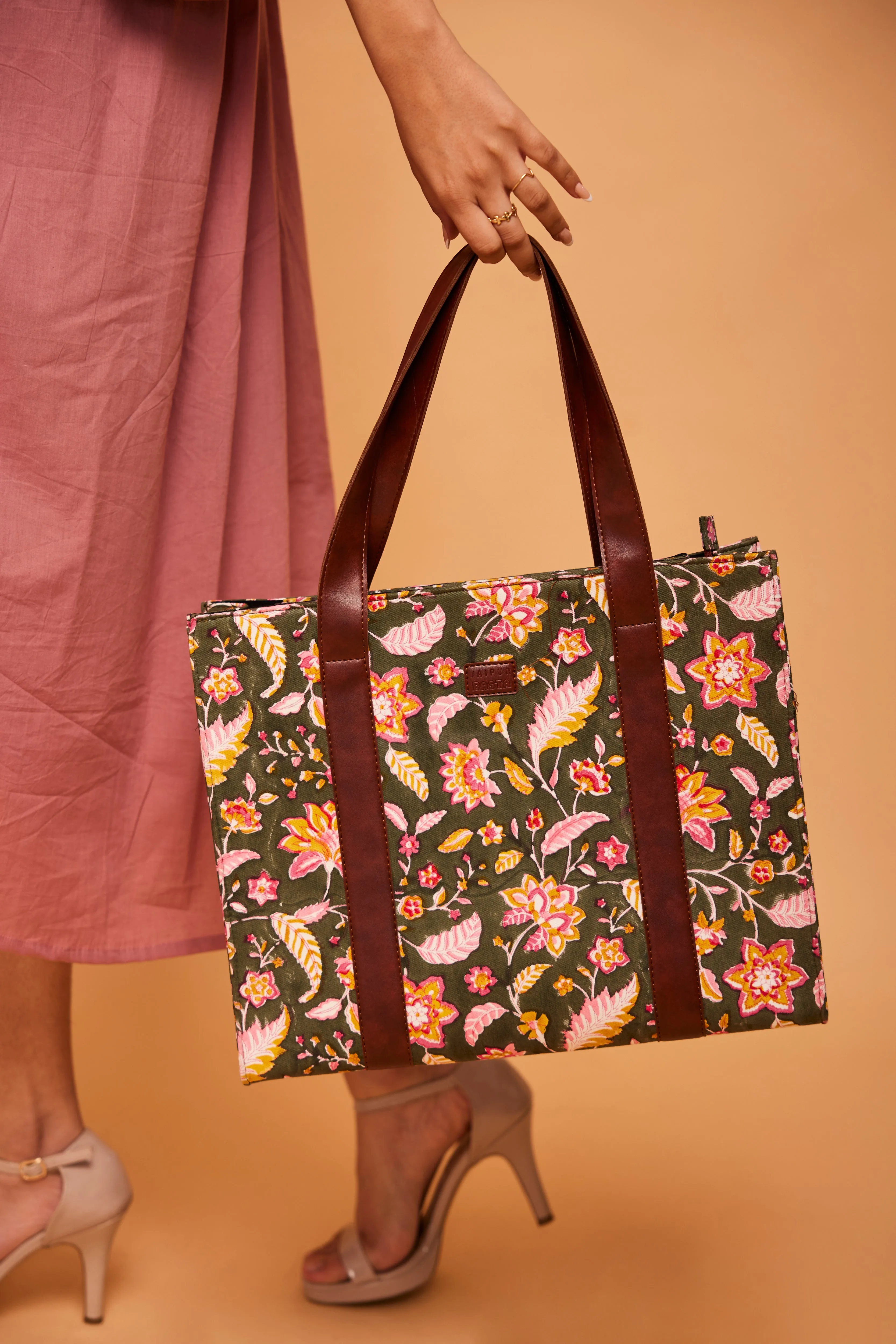 Tropical Green Structured Tote Bag