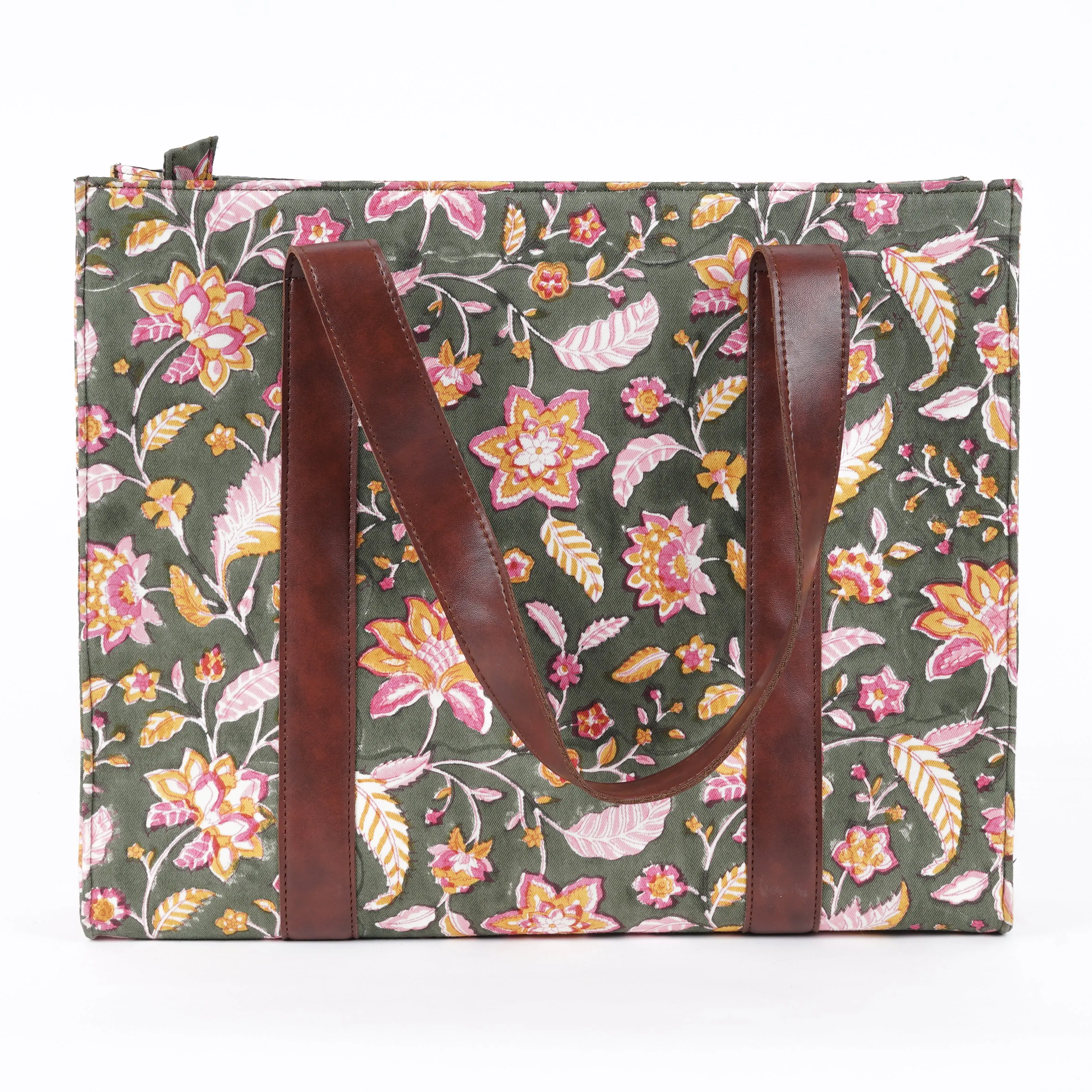 Tropical Green Structured Tote Bag