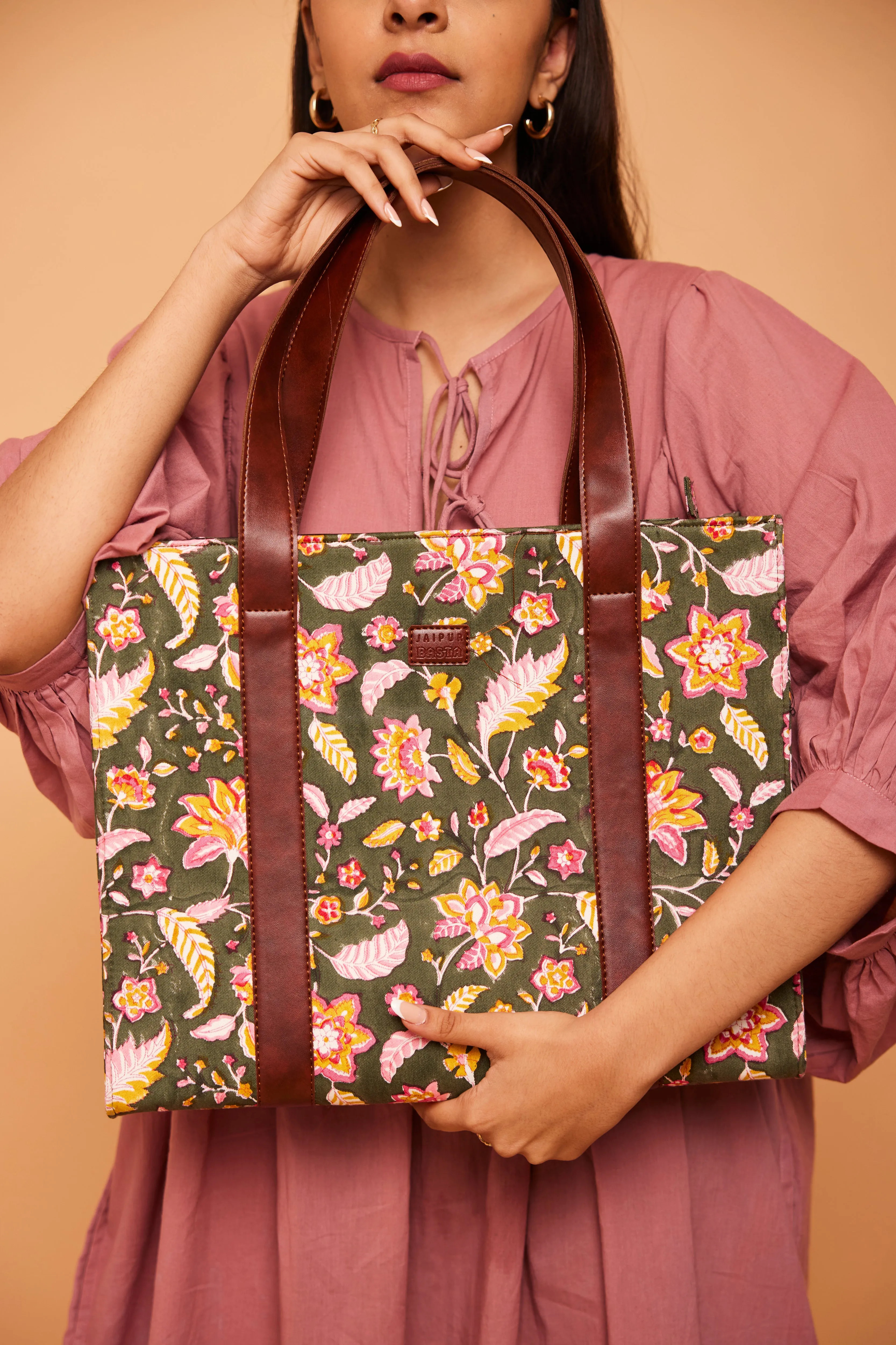Tropical Green Structured Tote Bag